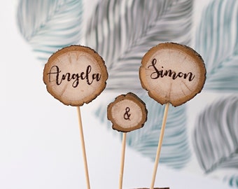 Rustikaler Hochzeitstorten Topper, Tortenstecker personalisiert, Tortenaufleger Holz, Tortenstecker Hochzeit, Andenken an Hochzeit