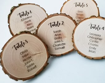 Set of 5, Wedding seating chart, wood wedding seating plan, table seating chart, rustic seating chart