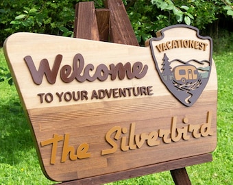 Custom Wooden Business Sign – Outdoor 3D Logo on Solid Wood, Weatherproof Storefront Sign