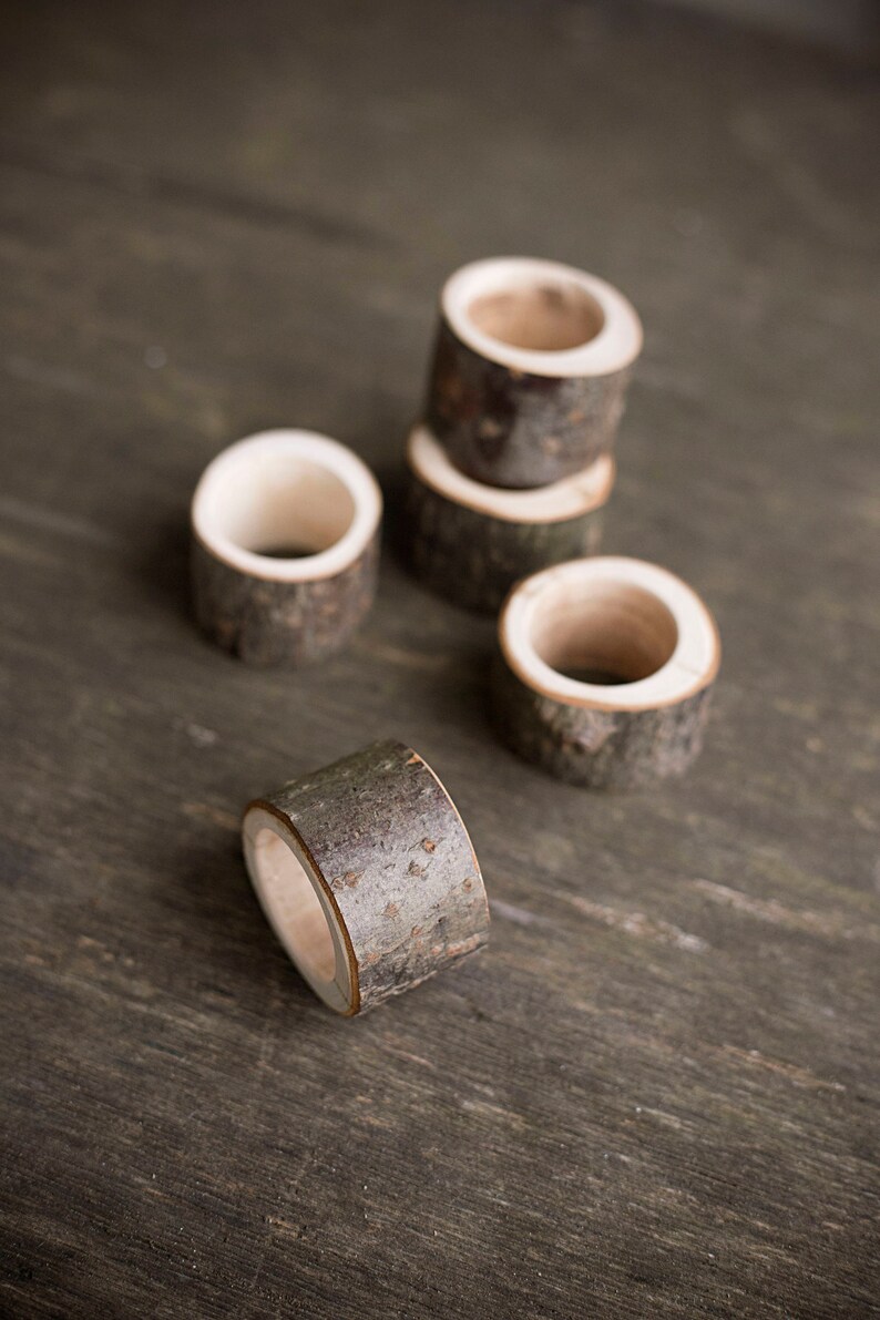 10 Wood napkin ring Rustic napkin rings Wedding napkin Etsy