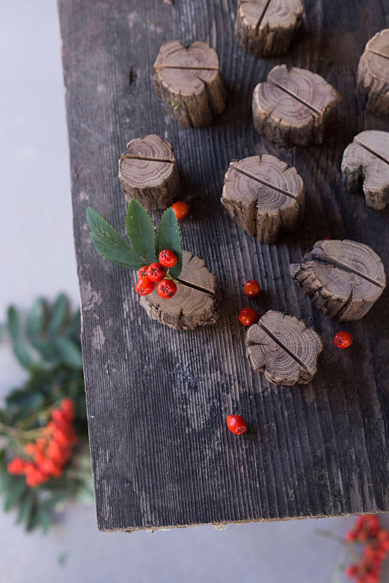 10 Wood Wedding Place Card Holders Rustic Name Card Holder Etsy