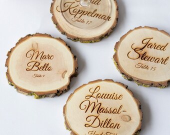 Personalized wood drink coasters, Wedding gift for guests, Rustic wedding favors, natural place setting for wedding reception