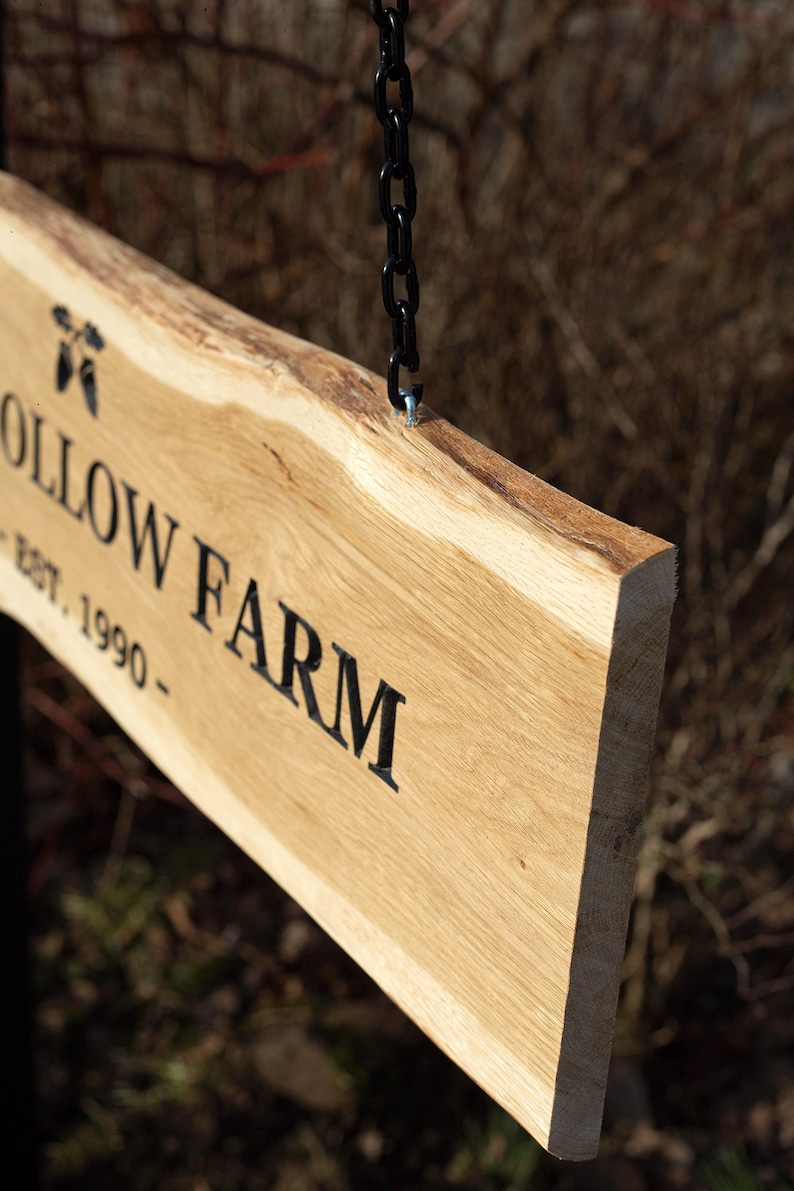 Custom Farm Entrance Sign, Live Edge Oak Ranch, Personalized Property ...