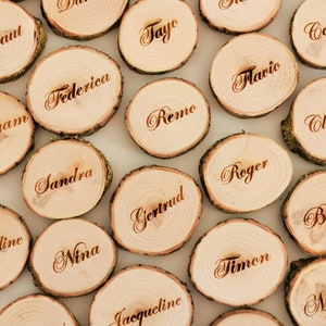 Bulk van 20 houten naamkaartjes, rustieke plaatskaarten voor bruiloften, bruiloftstafeldecor, gunsten voor gasten