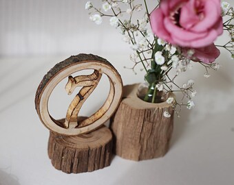 Wedding table numbers, (Set of 10), Wood wedding table number,  Wood vase  table number holder, Wooden numbers, Rustic wedding table decor