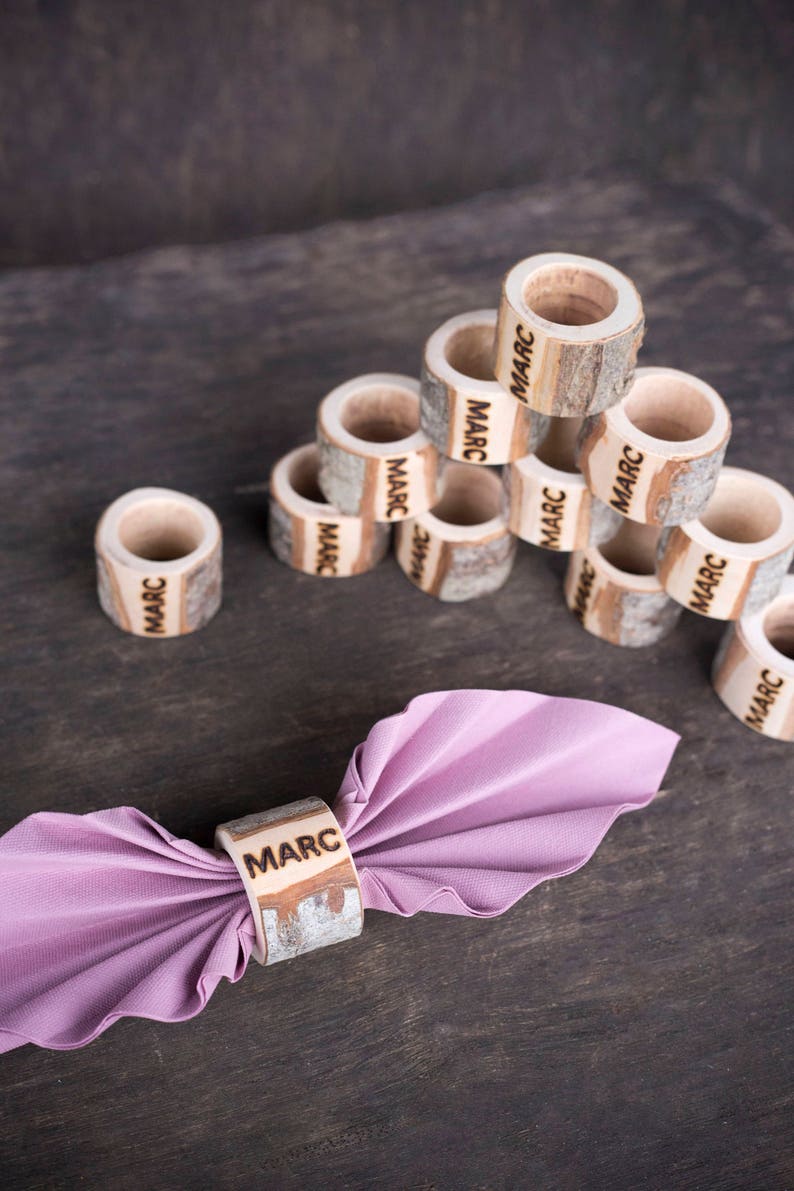 Wooden napkin rings personalized napkin rings Rustic napkin Etsy
