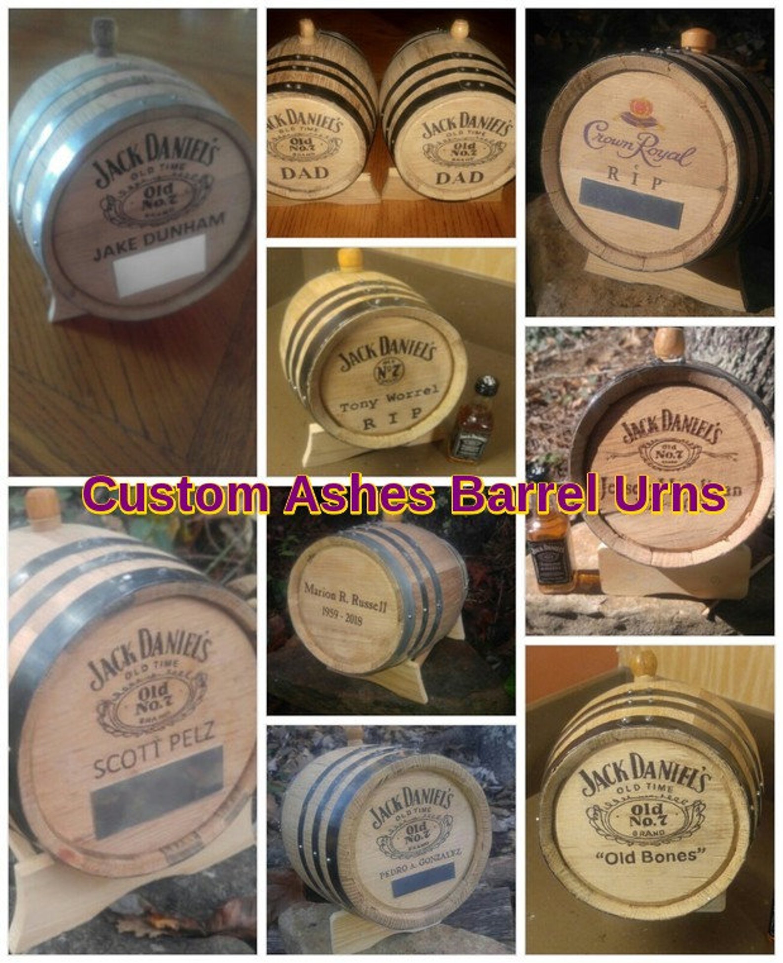 Custom Whiskey Barrel Cremation Barrel Urns Crown Royal Jack Etsy