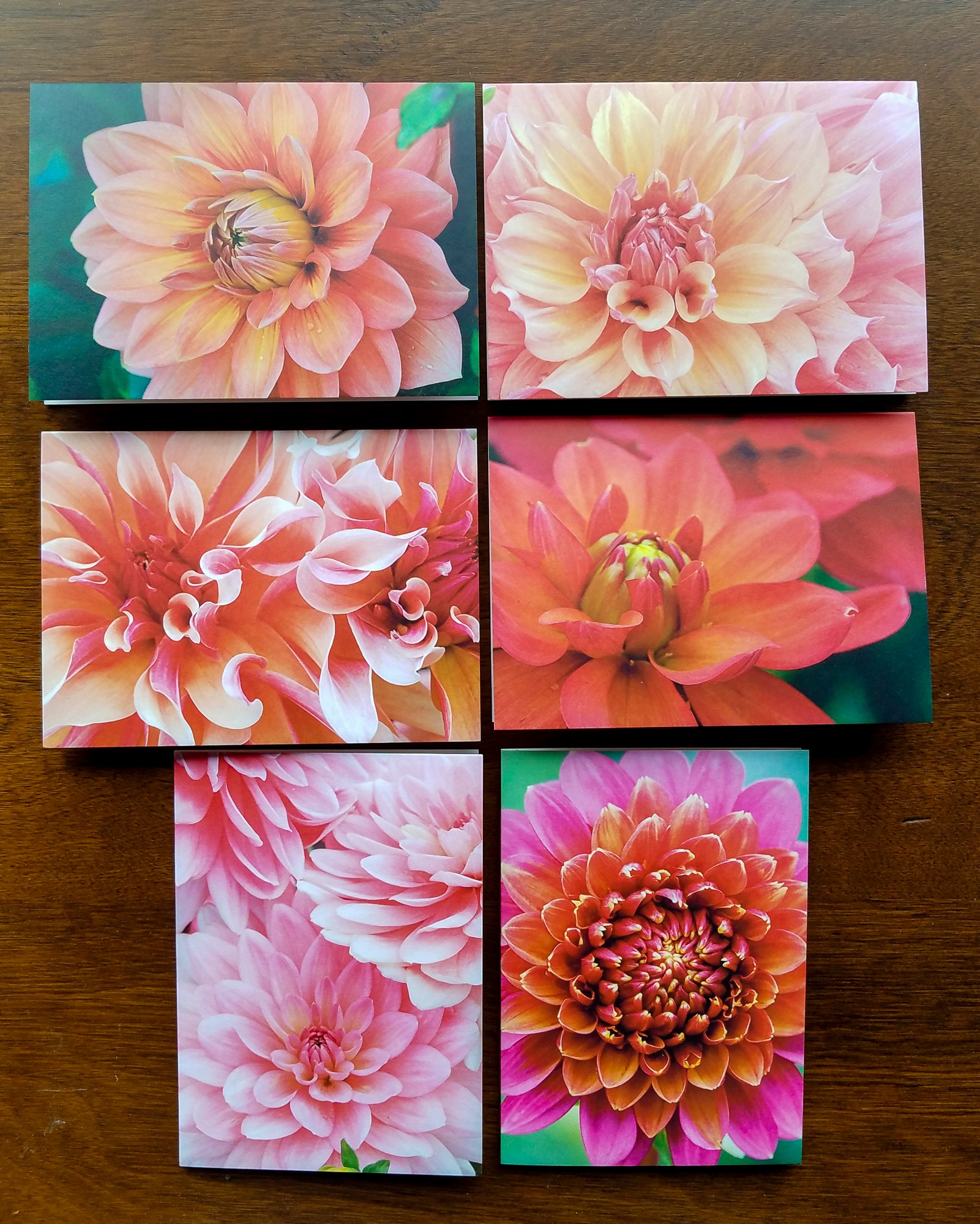 Set of Six Dahlia Greeting Cards - Etsy
