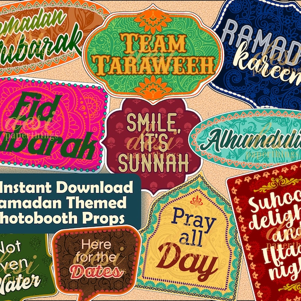 Ramadan / Ramzan / Iftaar / Eid / Muslim Photobooth Requisiten - DIGITAL