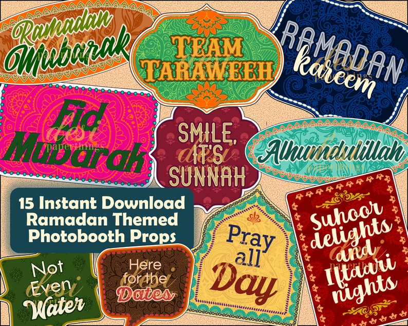 Ramadan/ Ramzan/ Iftaar/ Eid/ Muslim Photobooth Props DIGITAL image 1