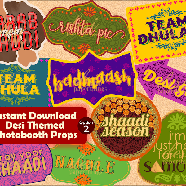 Indian/ Desi/ Pakistani Wedding Photobooth Props