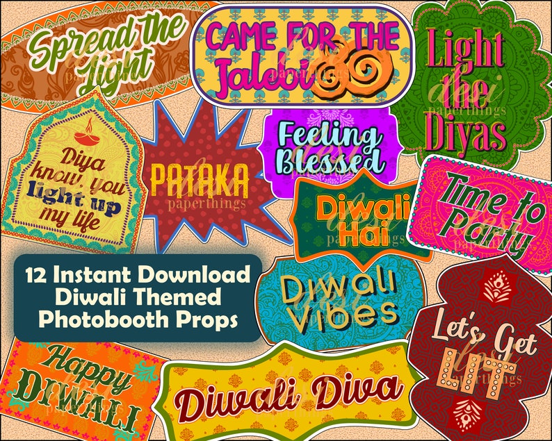 Diwali Photobooth Props DIGITAL image 1