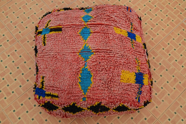 BEST OFFER 20/% Vintage Floor pillow Moroccan Berber Home design Handmade Kilim pouf Berber Square footstools Furniture Multicolor