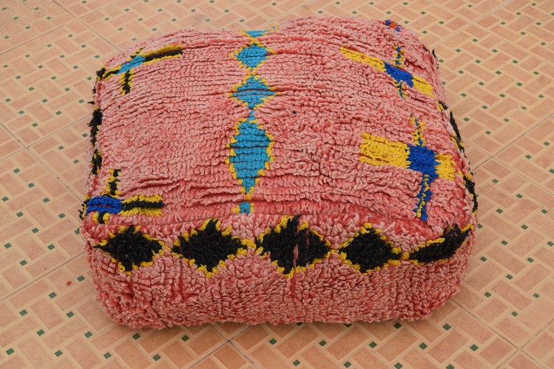BEST OFFER 20/% Vintage Floor pillow Moroccan Berber Home design Handmade Kilim pouf Berber Square footstools Furniture Multicolor