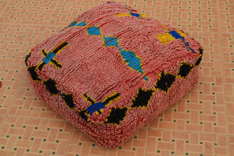 BEST OFFER 20/% Vintage Floor pillow Moroccan Berber Home design Handmade Kilim pouf Berber Square footstools Furniture Multicolor