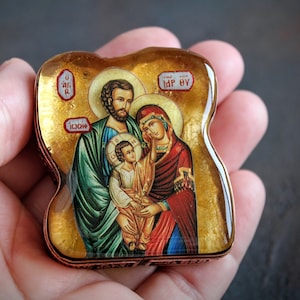 Holy Family Pocket Icon/Religious Gift/Orthodox Icon/Pocket Shrine/Traveling Icon/Christian Religious Icon/Christian Gift