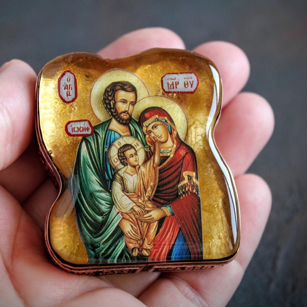 Holy Family Pocket Icon/Religious Gift/Orthodox Icon/Pocket Shrine/Traveling Icon/Christian Religious Icon/Christian Gift