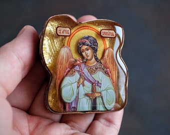 Guardian Angel Pocket Icon/Religious Gift/Orthodox Icon/Pocket Shrine/Holy Angel Icon/Angel Icon