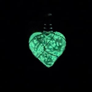 Willa heart shaped necklace. Glow in the dark werewolf necklace. 2 colors available. Zombies necklace.