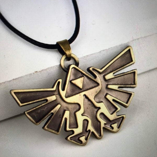 Zelda Hylian Crest Pendant - Intricately Crafted Video Game Inspired Necklace