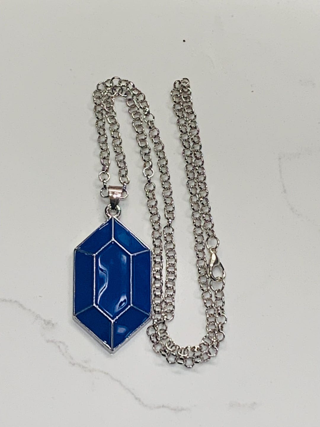 Zelda Rupee Necklace – Blue Hexagon Gamer Cosplay Pendant - Etsy