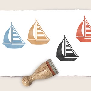 Mini rubber stamp SAILBOAT Ø 12 mm / 0.47 inch