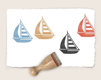 Mini rubber stamp SAILBOAT Ø 12 mm / 0.47 inch