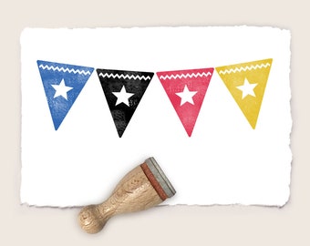 Mini rubber stamp PENNANT WITH STAR, negative Ø 12 mm