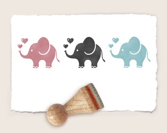 Mini rubber stamp CUTE ELEPHANT Ø 15 mm / 0.59 inch