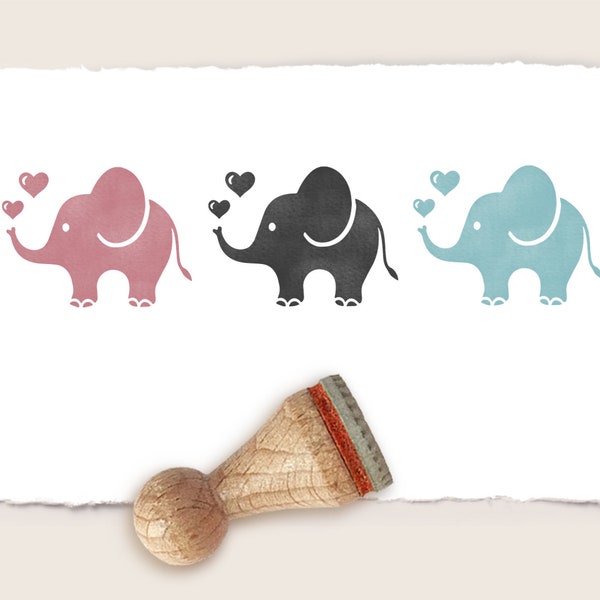 Mini rubber stamp CUTE ELEPHANT Ø 15 mm / 0.59 inch