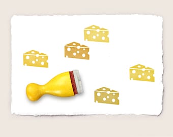 Mini rubber stamp WEDGE OF CHEESE Ø 12 mm / 0.47 inches
