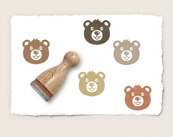 Mini rubber stamp BEAR'S FACE Ø 12 mm / 0.47 inch