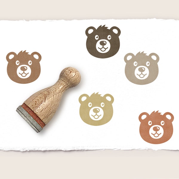 Mini rubber stamp BEAR'S FACE Ø 12 mm / 0.47 inch