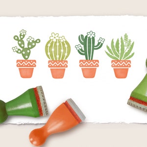 5 mini rubber stamps SUCCULENTS / set of five / ∅ 12 + 15 mm / 0.47 + 0.59 inches