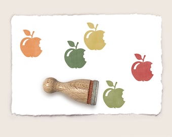 Mini rubber stamp BITTEN APPLE Ø 12 mm / 0.47 inch