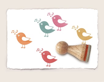 Mini rubber stamp SINGING BIRD Ø 15 mm / 0.59 inch