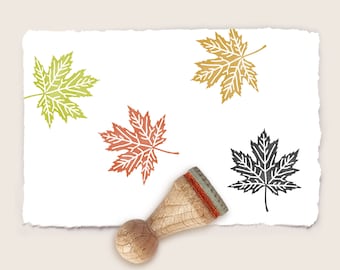 Mini rubber stamp MAPLE LEAF Ø 15 mm  / 0.59 inch