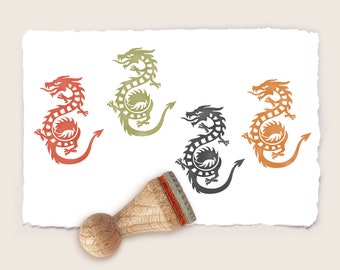 Mini rubber stamp CHINESE DRAGON Ø 15 mm / 0.59 inch