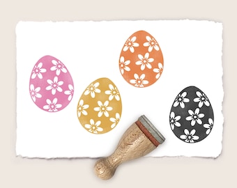 Mini rubber stamp EASTER EGG flowers Ø 12 mm