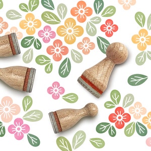 Ministempel-Set VIERBLÄTTRIGE BLUMEN Ø 10 - 15 mm / 6 Stempel