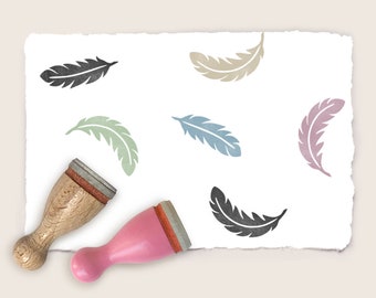 2 mini rubber stamps FEATHERS Ø 12 mm / 0.47 inch