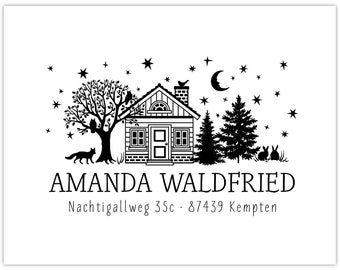 Return address stamp STARRY NIGHT / 60 x 40 mm / 2.36 x 1.57 inches