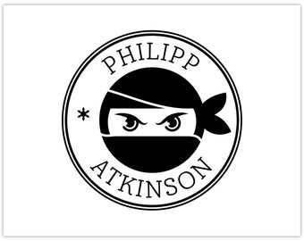 Personalized rubber stamp NINJA ∅ 30 mm / 1.18 inch