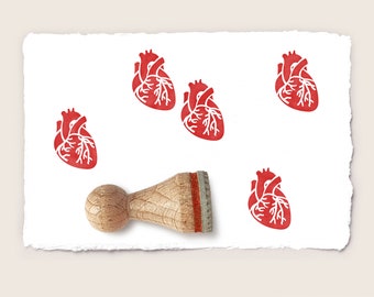 Mini rubber stamp HUMAN HEART Ø 15 mm / 0.59 inches