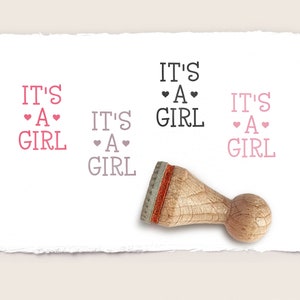 Mini rubber stamp IT'S A GIRL Ø 15 mm / 0.59 inch