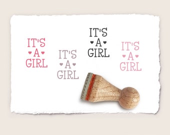 Mini rubber stamp IT'S A GIRL Ø 15 mm / 0.59 inch