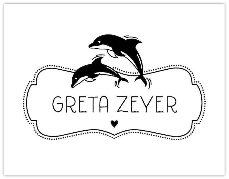 Personalized rubber stamp DOLPHINS