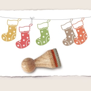 Mini rubber stamp CHRISTMAS STOCKING No. 1 Ø 15 mm / 0.59 inch