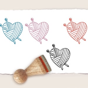 Mini rubber stamp WOOLEN HEART Ø 15 mm / 0.59 inch