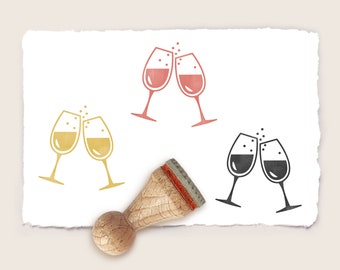 Mini rubber stamp CHAMPAGNE GLASSES Ø 15 mm / 0.59 inches